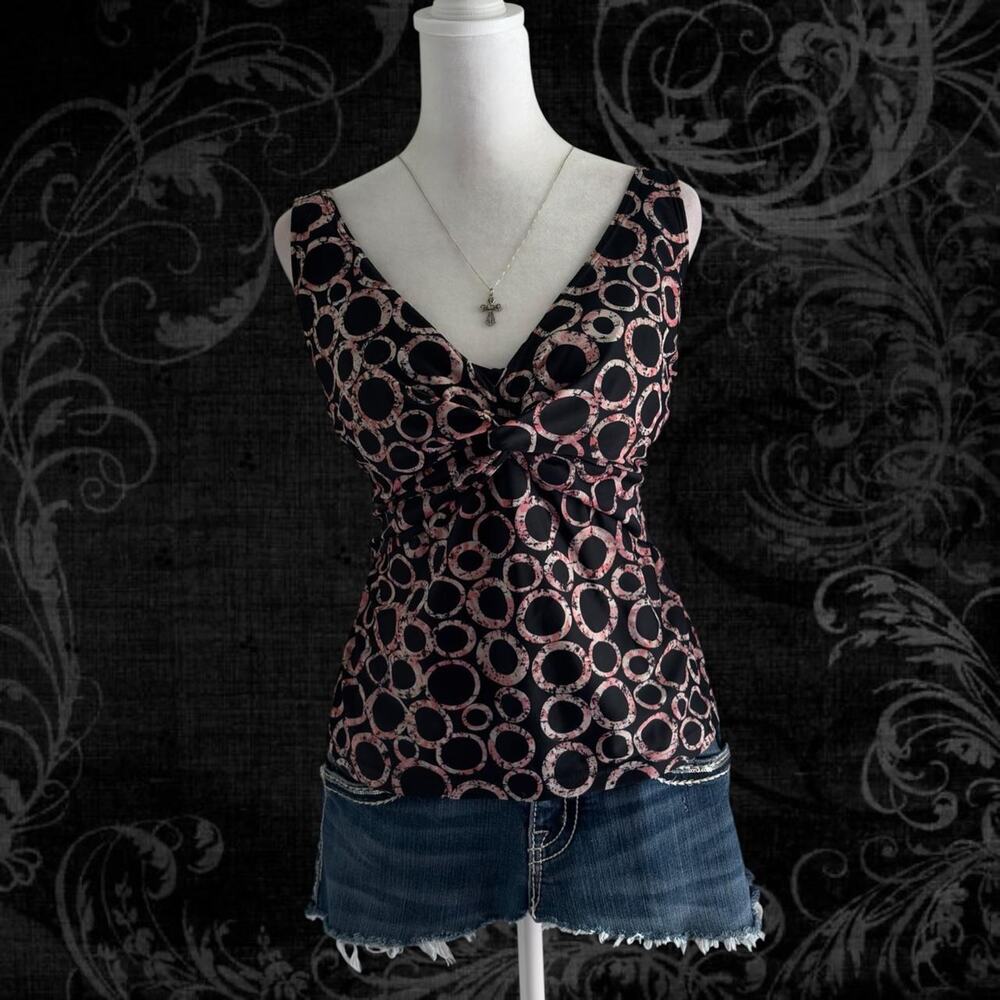 v neck wrap twist-ruffle center front one piece retro glam top